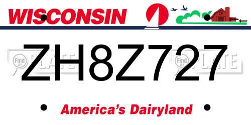 ZH8Z727 Wisconsin License Plate
