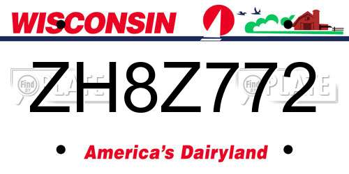 ZH8Z772 Wisconsin License Plate