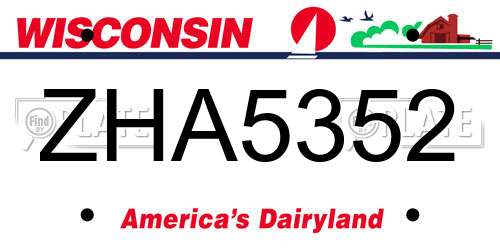 ZHA5352 Wisconsin License Plate