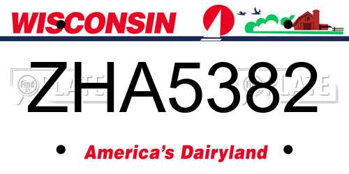 ZHA5382 Wisconsin License Plate