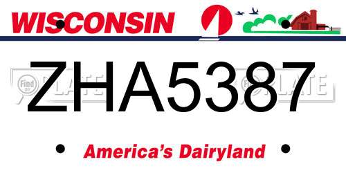 ZHA5387 Wisconsin License Plate