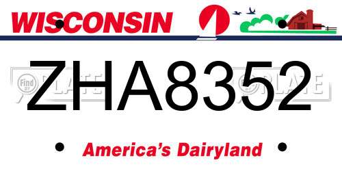 ZHA8352 Wisconsin License Plate