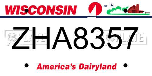 ZHA8357 Wisconsin License Plate