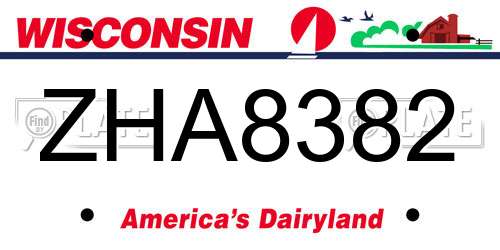ZHA8382 Wisconsin License Plate