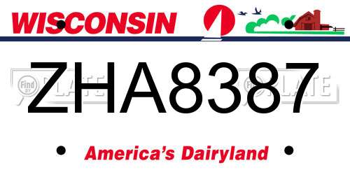 ZHA8387 Wisconsin License Plate