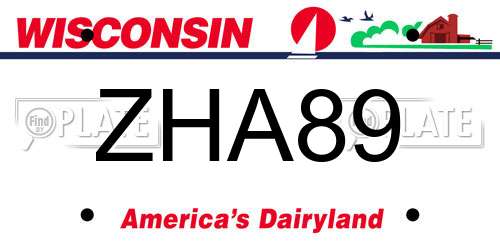 ZHA89 Wisconsin License Plate
