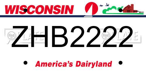 ZHB2222 Wisconsin License Plate