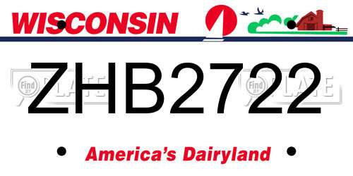 ZHB2722 Wisconsin License Plate