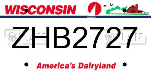 ZHB2727 Wisconsin License Plate