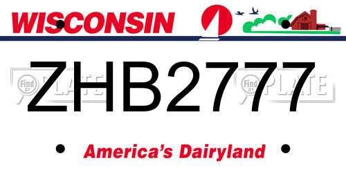 ZHB2777 Wisconsin License Plate