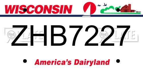 ZHB7227 Wisconsin License Plate