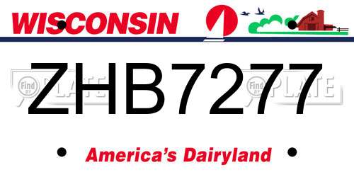 ZHB7277 Wisconsin License Plate
