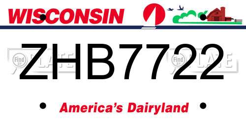 ZHB7722 Wisconsin License Plate