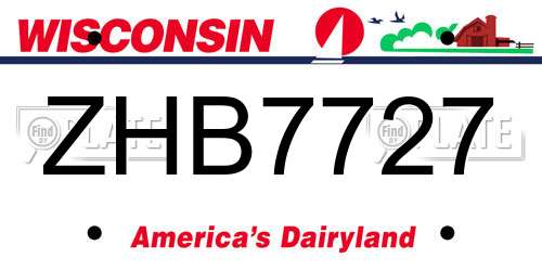ZHB7727 Wisconsin License Plate