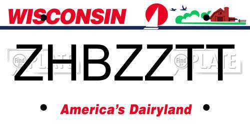 ZHBZZTT Wisconsin License Plate