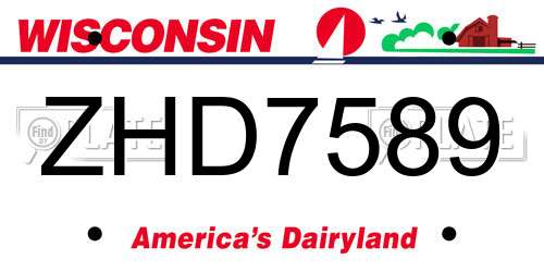 ZHD7589 Wisconsin License Plate