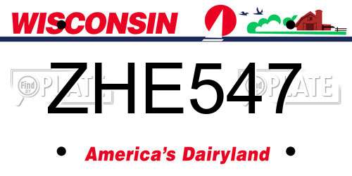 ZHE547 Wisconsin License Plate
