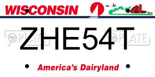 ZHE54T Wisconsin License Plate