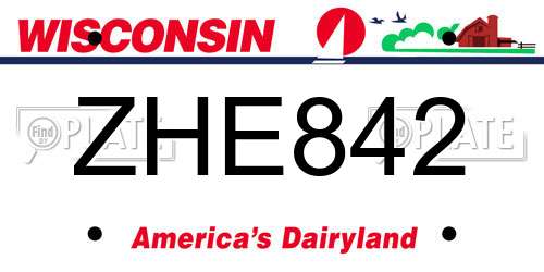 ZHE842 Wisconsin License Plate