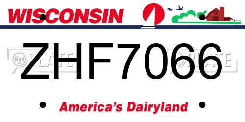 ZHF7066 Wisconsin License Plate