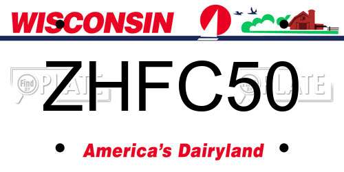 ZHFC50 Wisconsin License Plate