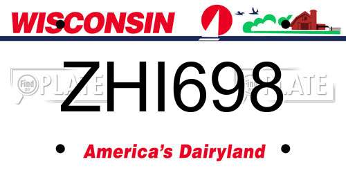 ZHI698 Wisconsin License Plate