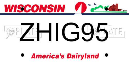 ZHIG95 Wisconsin License Plate