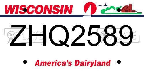 ZHQ2589 Wisconsin License Plate