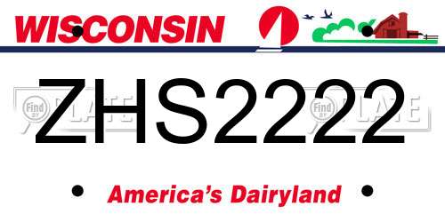ZHS2222 Wisconsin License Plate