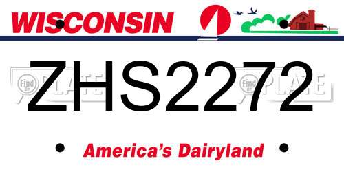 ZHS2272 Wisconsin License Plate