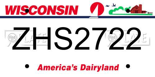 ZHS2722 Wisconsin License Plate