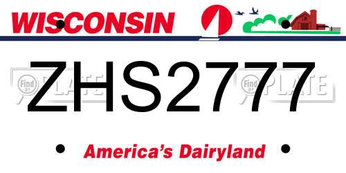 ZHS2777 Wisconsin License Plate