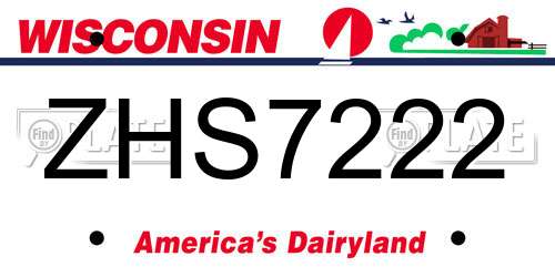ZHS7222 Wisconsin License Plate