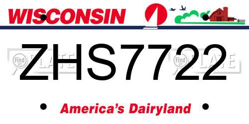 ZHS7722 Wisconsin License Plate