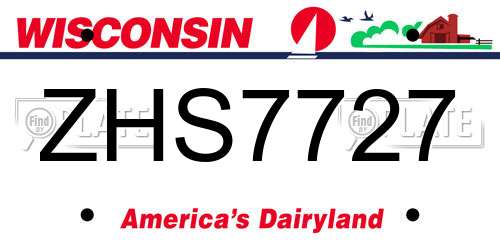 ZHS7727 Wisconsin License Plate