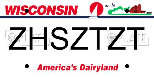 ZHSZTZT Wisconsin License Plate