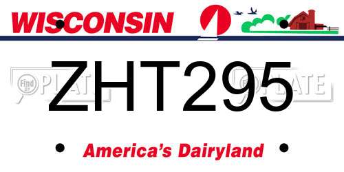 ZHT295 Wisconsin License Plate