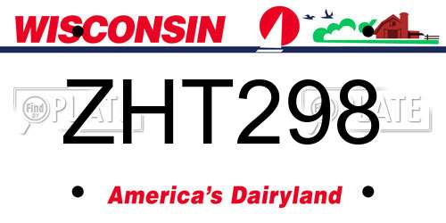 ZHT298 Wisconsin License Plate