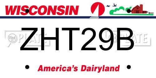 ZHT29B Wisconsin License Plate