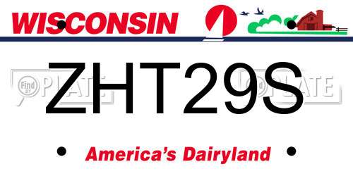 ZHT29S Wisconsin License Plate