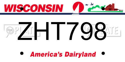 ZHT798 Wisconsin License Plate