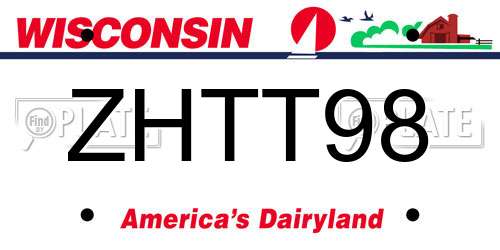 ZHTT98 Wisconsin License Plate