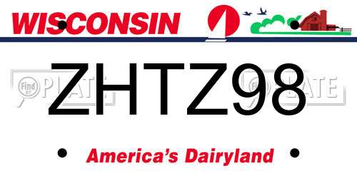 ZHTZ98 Wisconsin License Plate