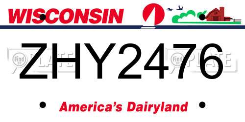 ZHY2476 Wisconsin License Plate