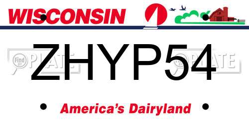 ZHYP54 Wisconsin License Plate