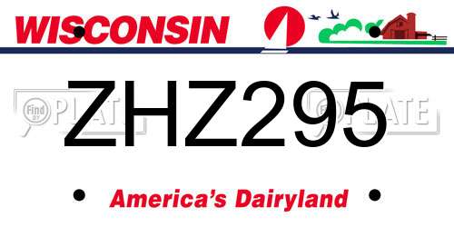 ZHZ295 Wisconsin License Plate