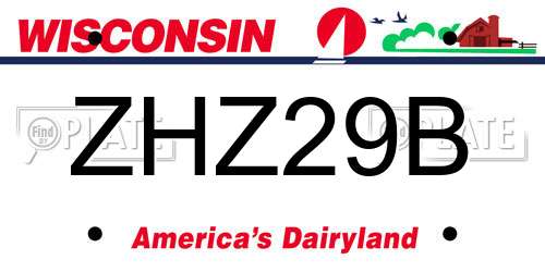 ZHZ29B Wisconsin License Plate