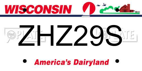 ZHZ29S Wisconsin License Plate