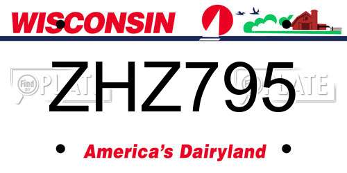 ZHZ795 Wisconsin License Plate