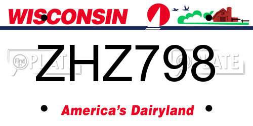 ZHZ798 Wisconsin License Plate